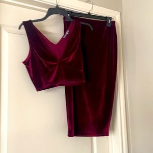 Velvet Boohoo Skirt Set
